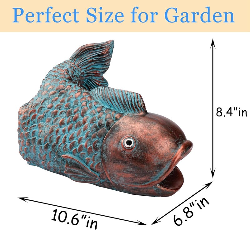 Euiroet Real Fish Sculpture Gutter Diverter Rain,Eco-Friendly Resin Gutter Extender Diverter,Koi Decor Gutter Extension Downspout, Splash Block, Perfect Gutter Downspout Extension for 3"x4" Gutter - Image 4